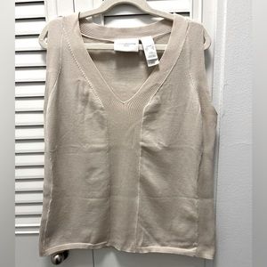HALF-PRICE w/ any other item! Silk-blend beige knit shell, SP, office workhorse